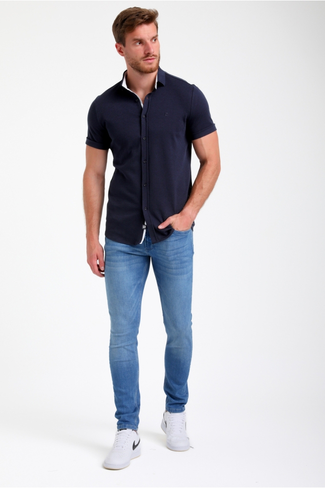 OVERHEMD MET STRUCTUUR 335532 301 navy